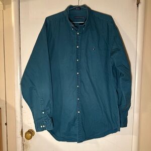 Vtg Nordstrom Norsport Teal Green Long Sleeve Shirt Sailboat Logo | Large LT